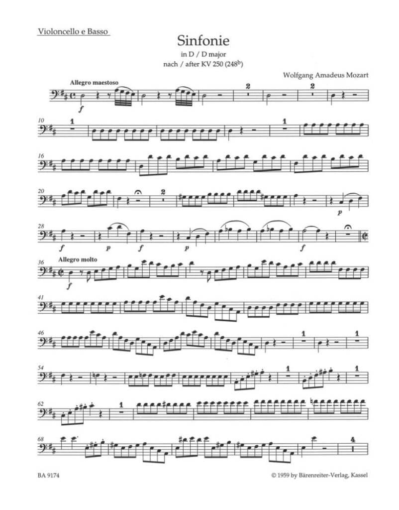 Symphony in D (K.250 K.248b) after the Serenade K.250